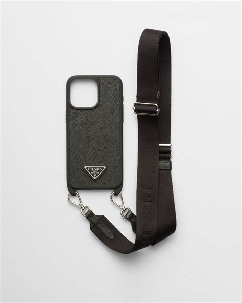 prada phone case 12 pro max|Black Saffiano Leather Cover For Iphone 15 Pro Max.